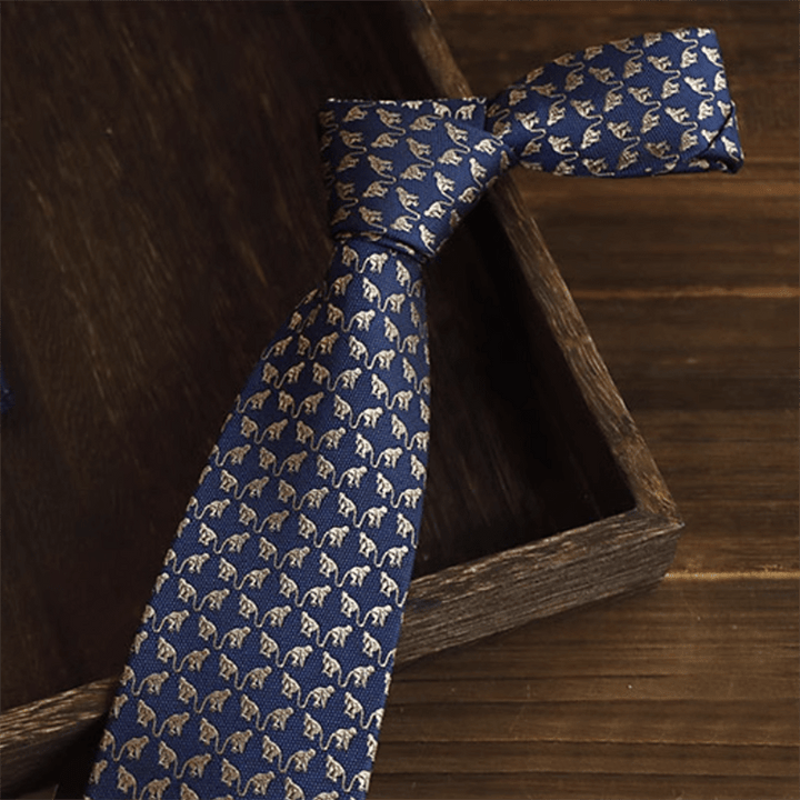 Men's Double Gold Monkeys Navy Necktie