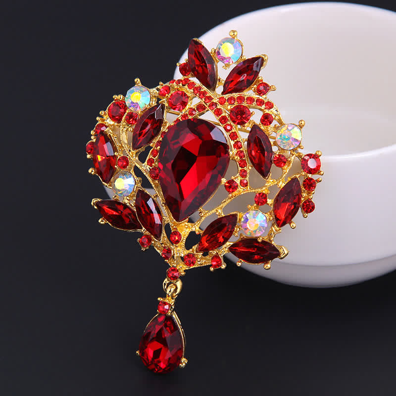 Women's Shiny Floral Bud Waterdrop Brooch