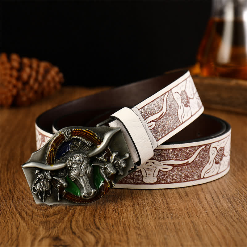 Men's Domineering Bull Head Leather Belt