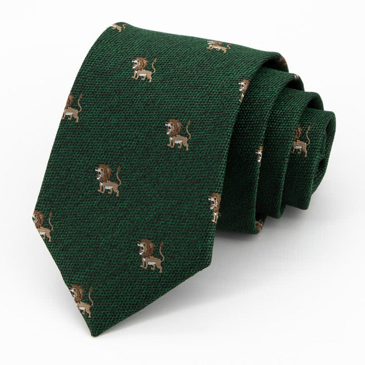 Men's Cartoon Animal Hunter Lion Necktie