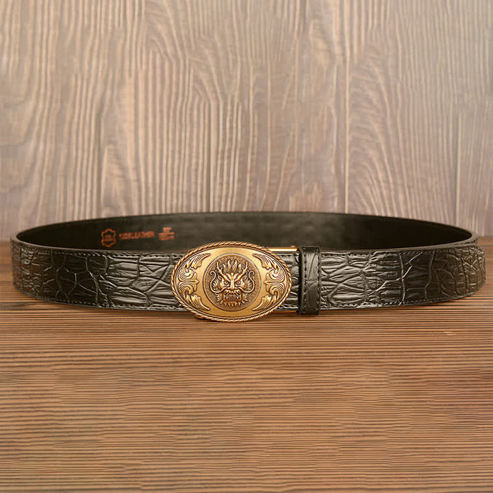 Men's Dragon Head Crocodile Pattern Leather Belt