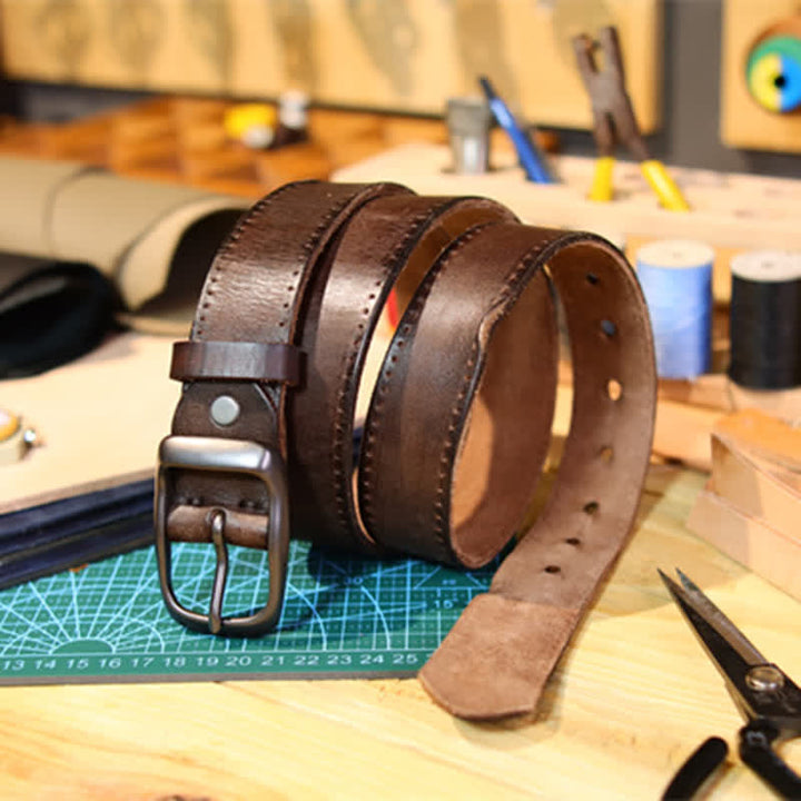Men's Western Distressed Style Leather Belt - image 0