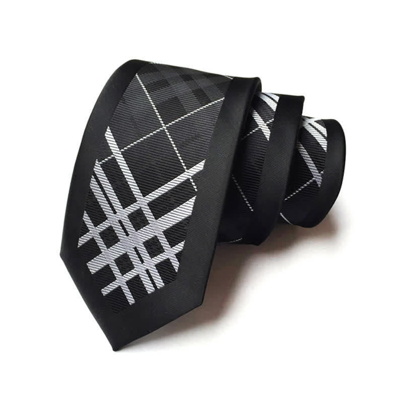 Men's Timeless Nobility Plaid Necktie - Black & White - image 1