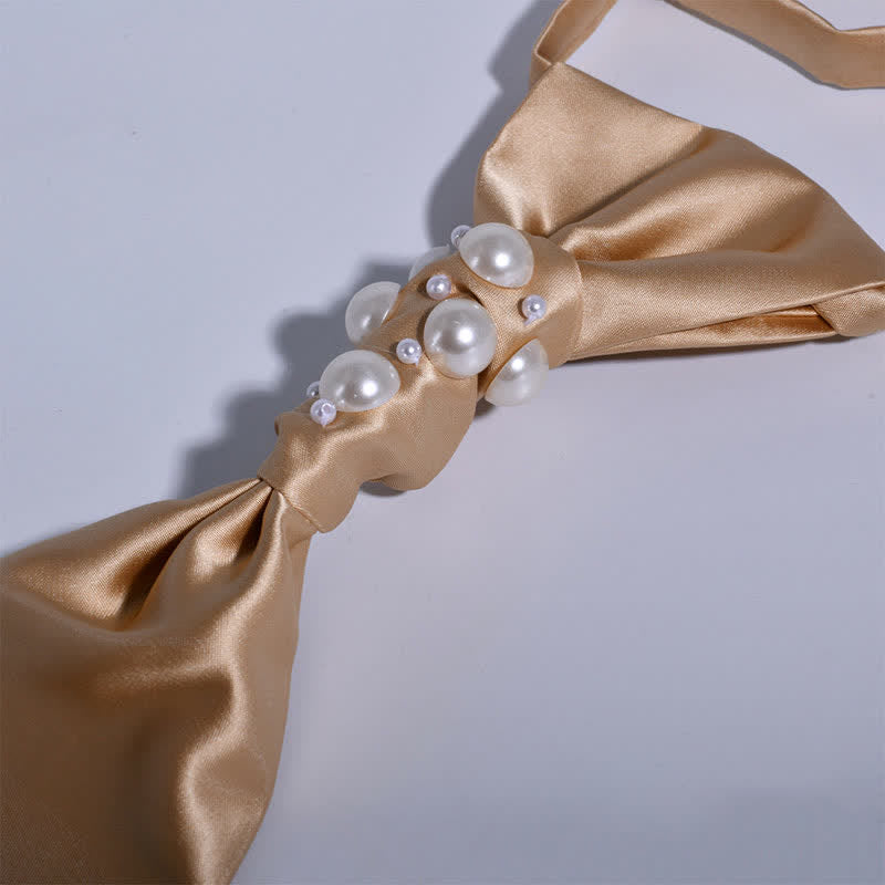 Men's Vintage Look Pearls Wedding Necktie - image 16