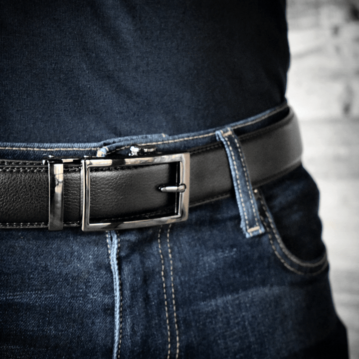 Men's Sophisticated Hollow Automatic Buckle Leather Belt