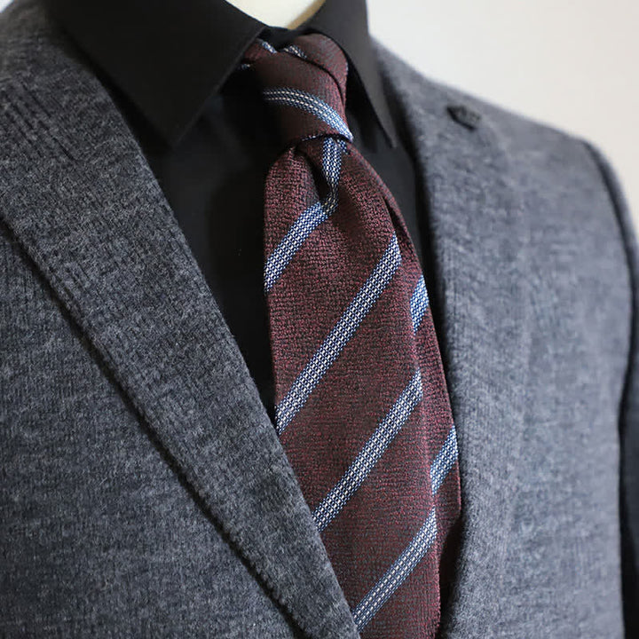 Men's Classic Pin-Striped Formal Necktie - Maroon - image 7