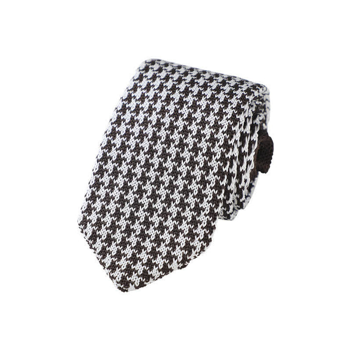 Men's Houndstooth Plaid Knitted Necktie