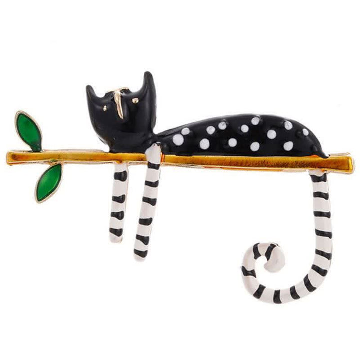 Women's Lazy Kitten Polka Dot Cat Brooch