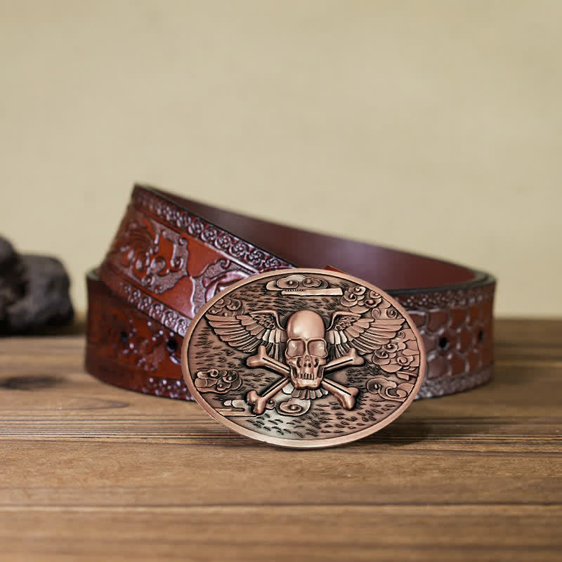 Men's DIY Skull Angel Creative Beer Holder Buckle Leather Belt