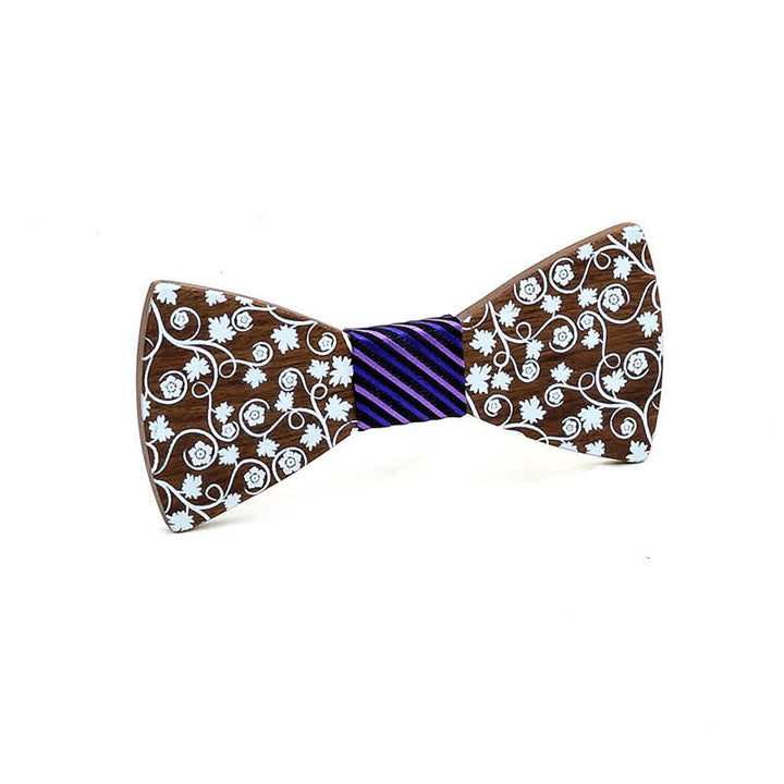 Kid Glorious Floral Printing Wooden Bow Tie