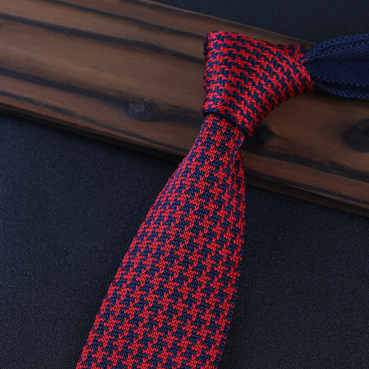 Men's Houndstooth Plaid Knitted Necktie