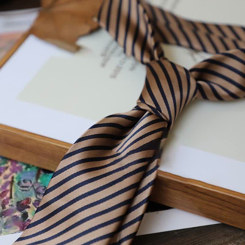 Men's Coffee Colors Series Striped Paisley Necktie - Style #3 - image 1