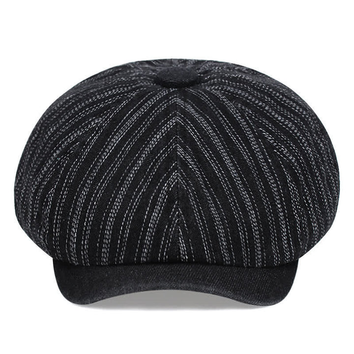 Trendy Striped Octagonal Newsboy Beret Cap