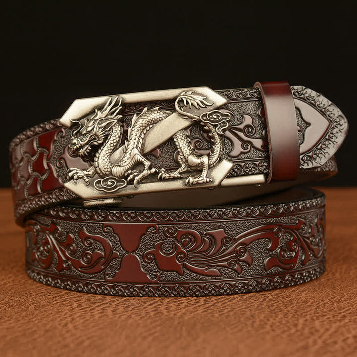 Men's Embossing Retro Dragon Z Letter Leather Belt