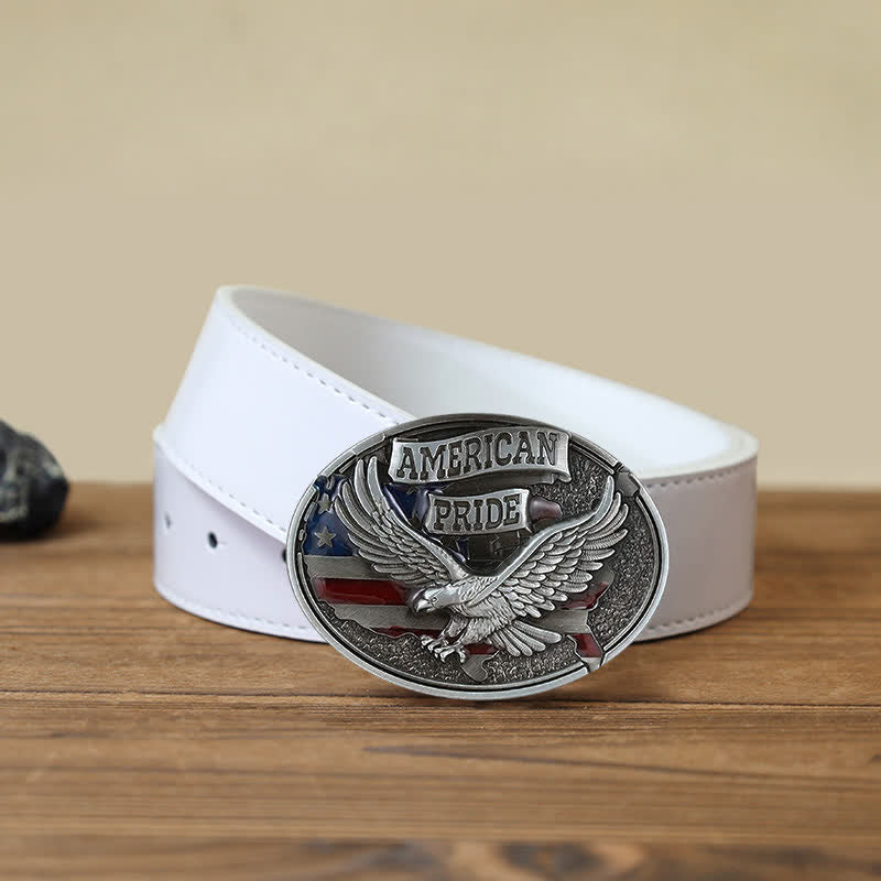 Men's DIY American Pride Eagle Buckle Leather Belt