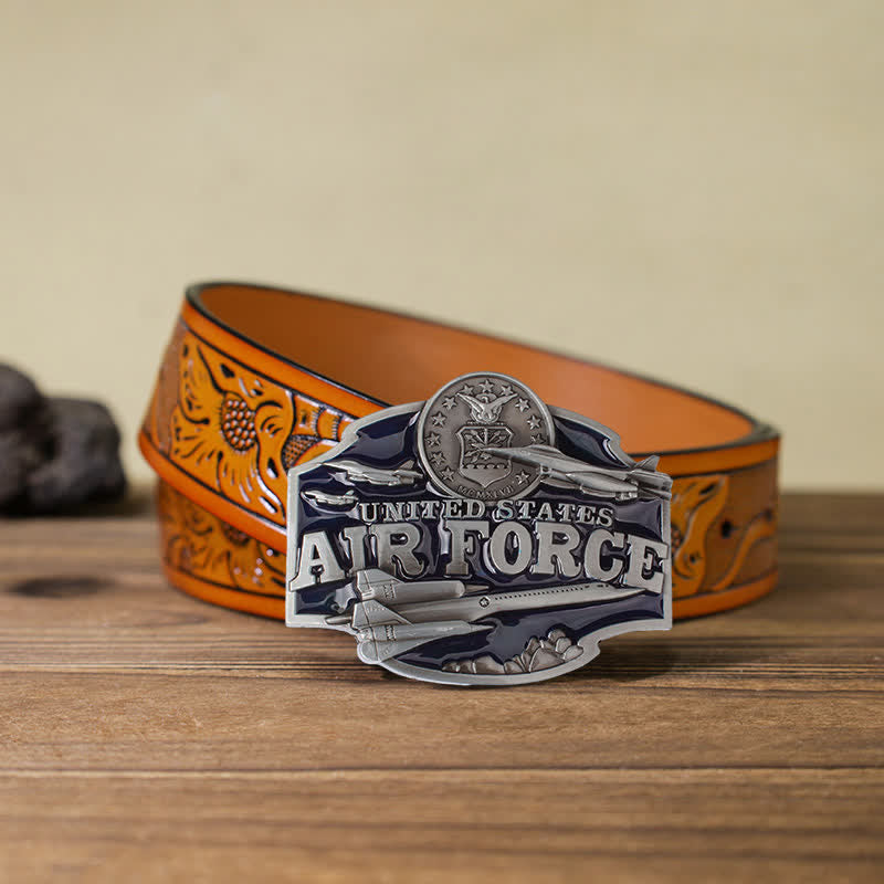 Men's DIY United States Air Force Buckle Leather Belt