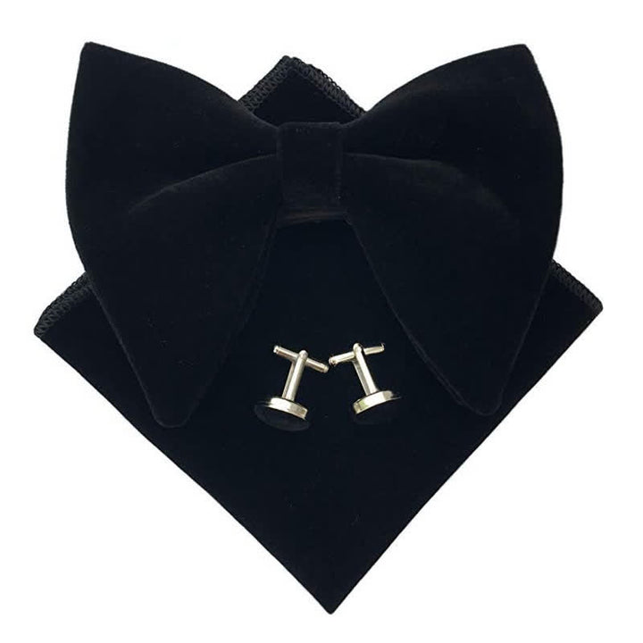 3Pcs Men's Velvet Oversized Pointed Bow Tie Set