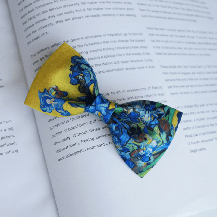 Men's Creative Oil Printing Yellow Iris Bow Tie