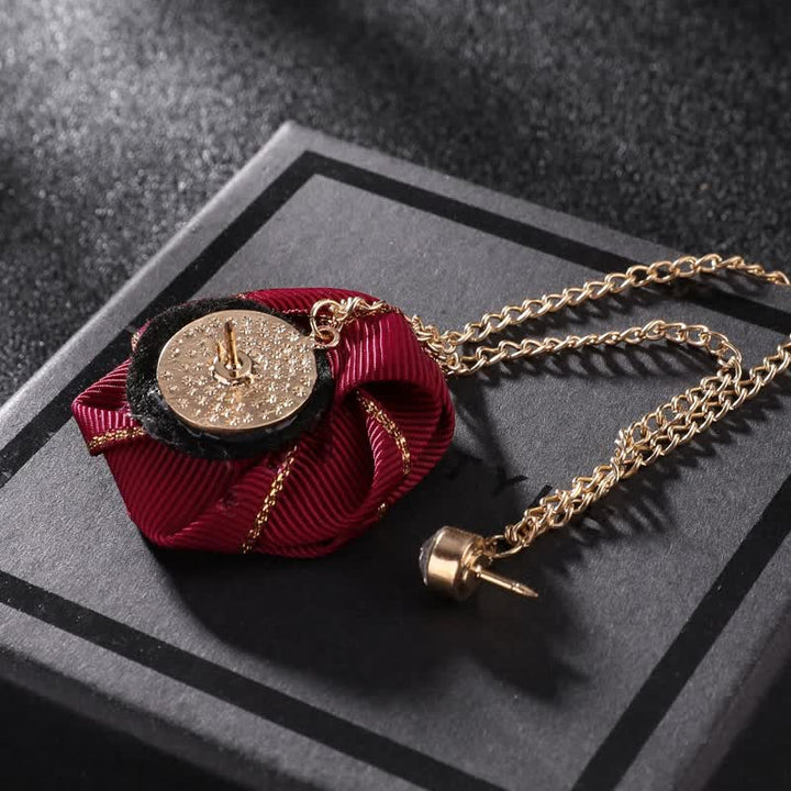 Men's Charming Floral Rose Chain Brooch - image 3