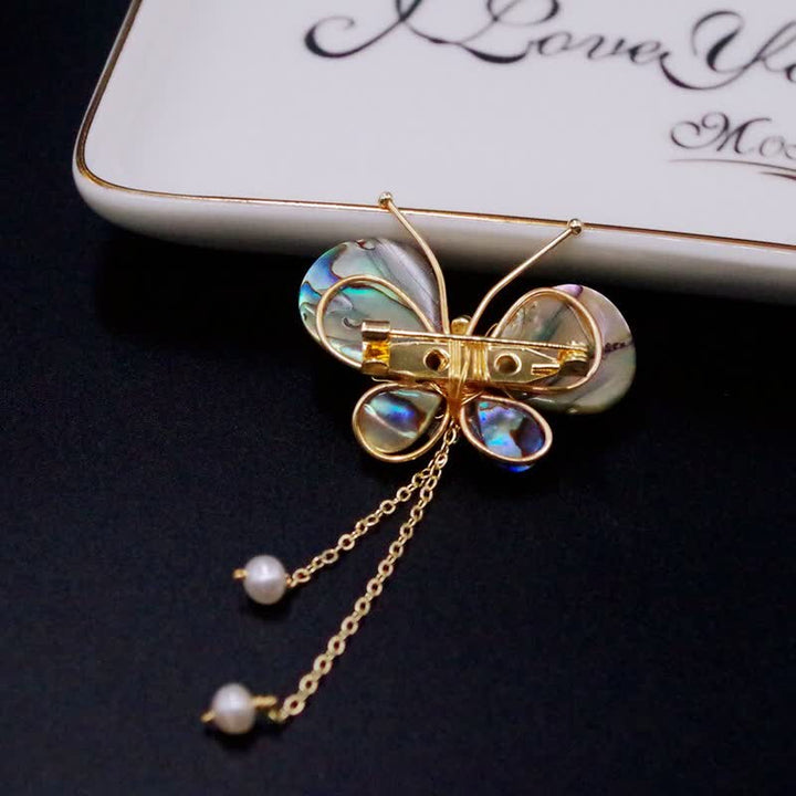 Women's Shell Butterfly Tassel Brooch