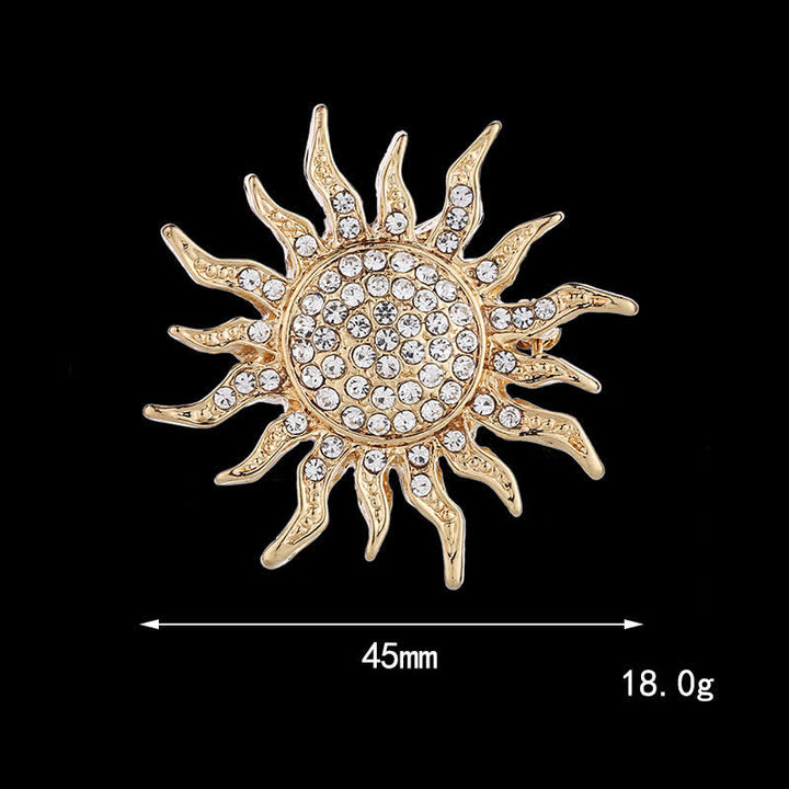 Men's Glowing Sunburst Rhinestone Brooch