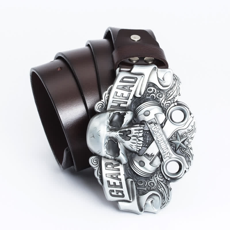 Men's Fancy Skull Gear Head Punk Leather Belt