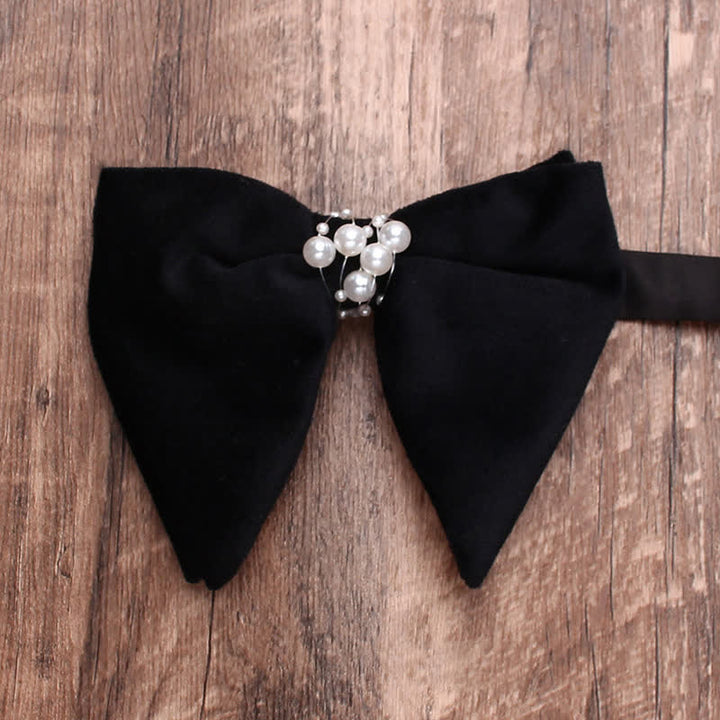 Men's Black Personality Pearls Bow Tie