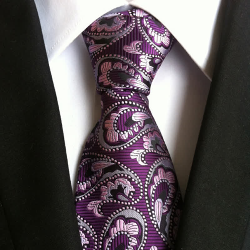 Men's Sea Wave Paisley Necktie - Purple - image 2