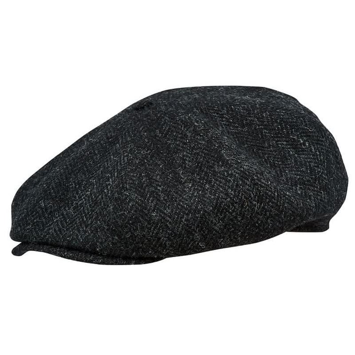 Classic Dark Gray Tweed Octagonal Beret Cap