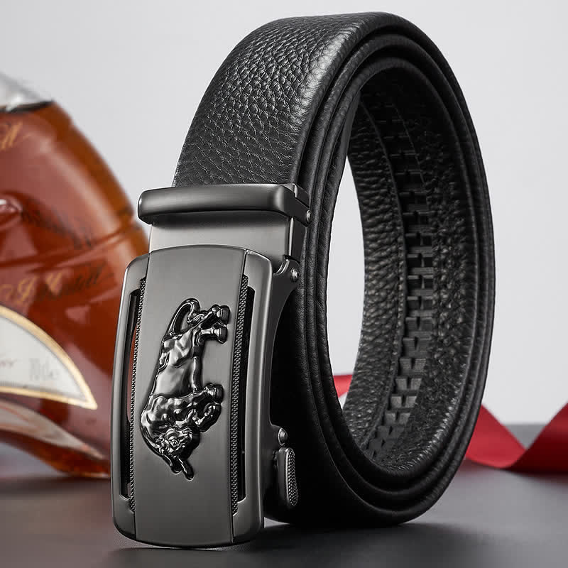 Men's Fierce Cattle Bull Automatic Buckle Leather Belt