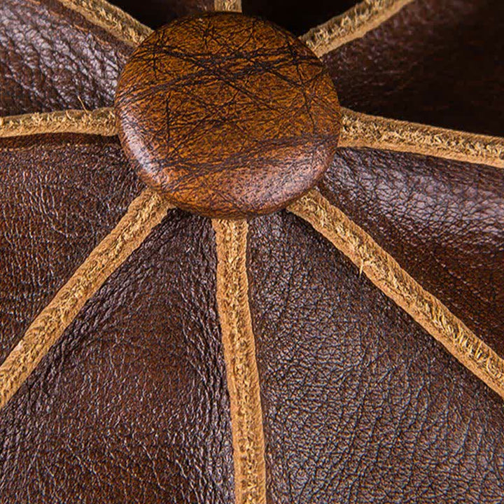 Literary Octagonal Genuine Leather Beret Cap - image 13