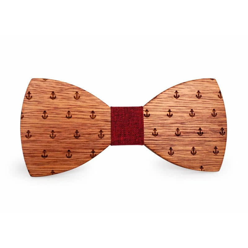 Men's Nautical Boat Anchor Wooden Bow Tie