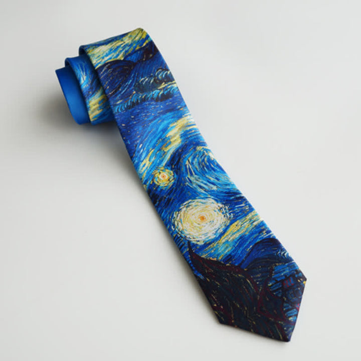 Men's Blue Painting Starry Night Necktie