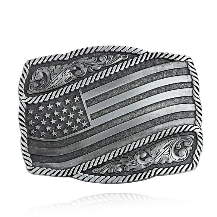 Men's DIY American Flag Antique Buckle Leather Belt