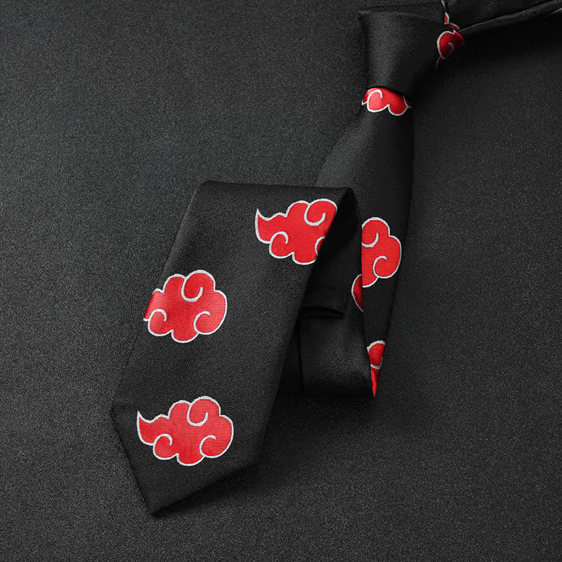 Men's Akatsuki Red Clouds Cosplay Anime Necktie