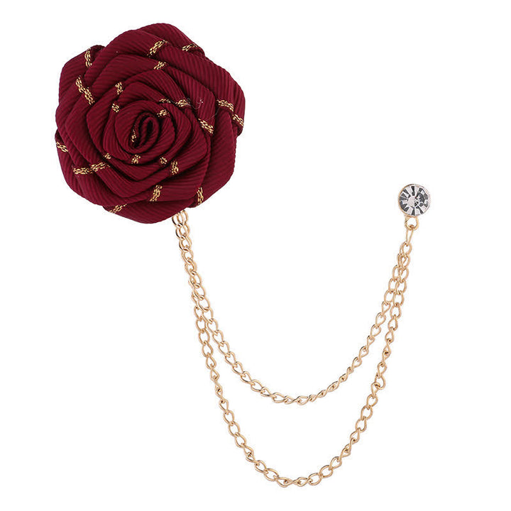 Men's Charming Floral Rose Chain Brooch