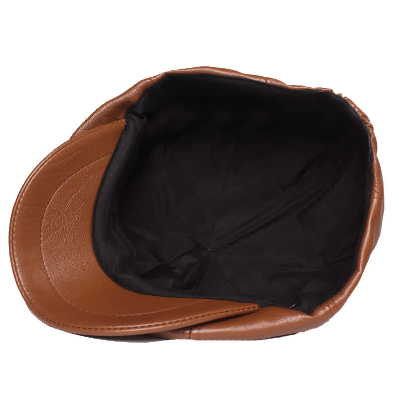 Minimalist Plain Colours Leather Beret Cap