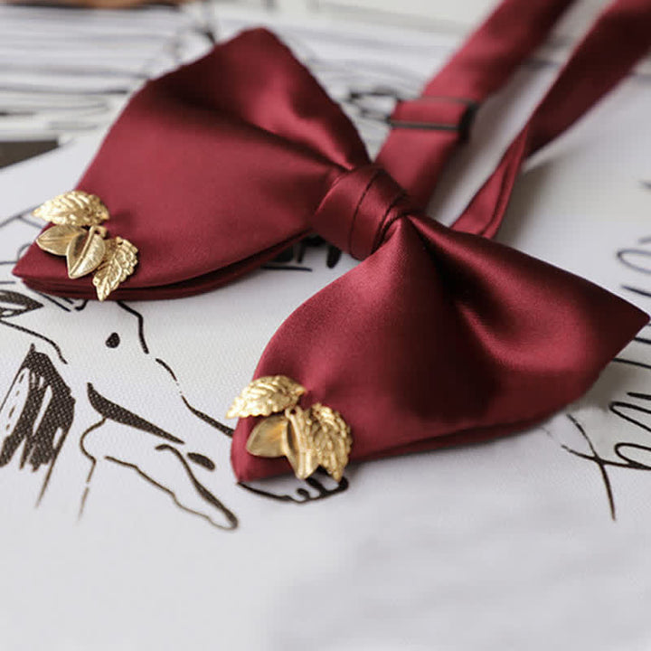 Men's Double-Layers Leaves Oversized Bow Tie