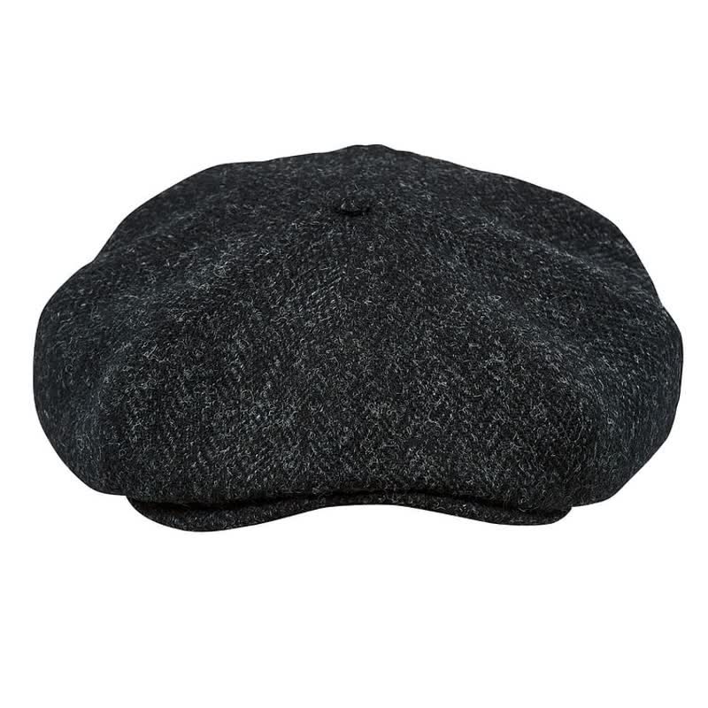 Classic Dark Gray Tweed Octagonal Beret Cap