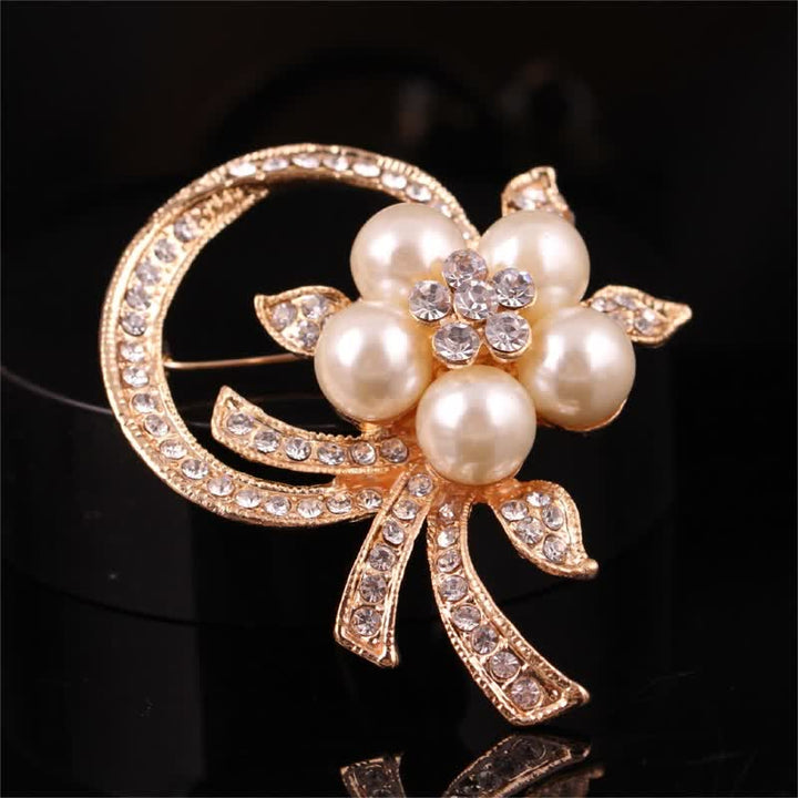 Women's Garland Pearl Rhinestones Brooch