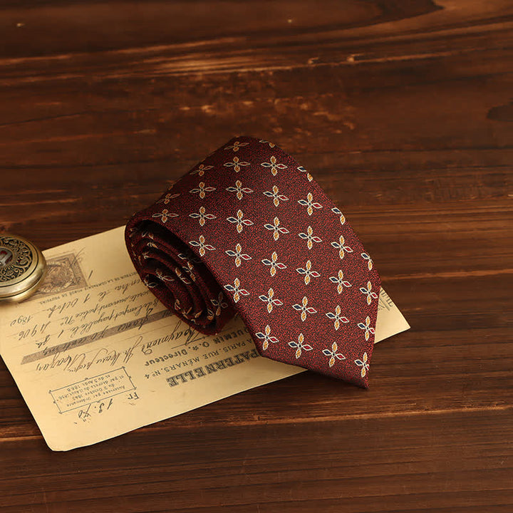 Men's Coloful Geometric Prints Necktie - Burgundy - image 1
