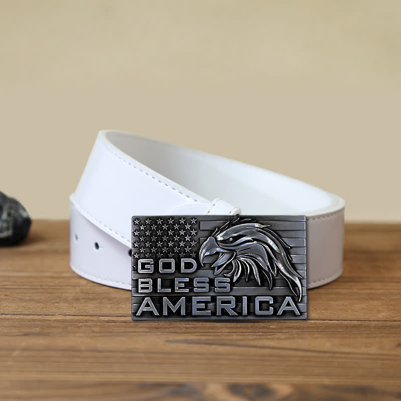 Men's DIY God Bless America Eagle Buckle Leather Belt