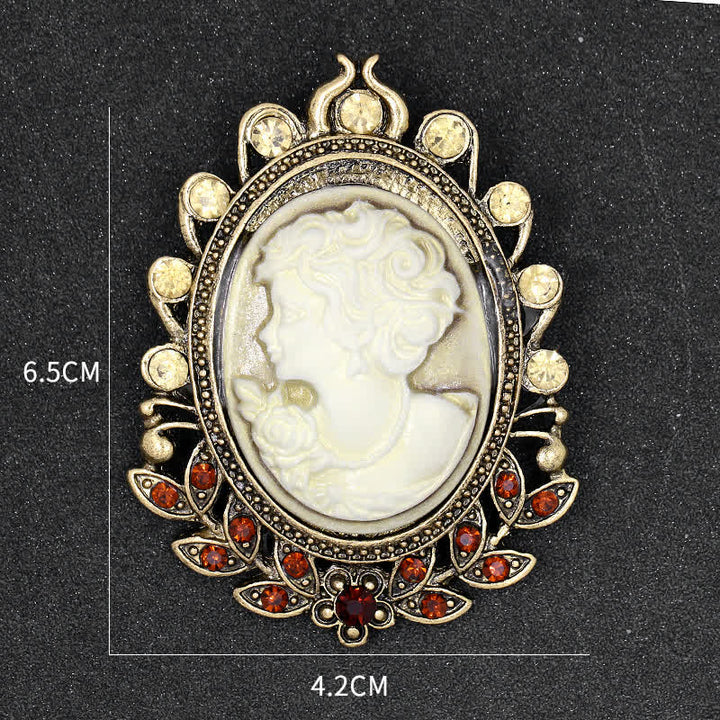 Women's Victorian Cameo Silhouette Leaf Brooch