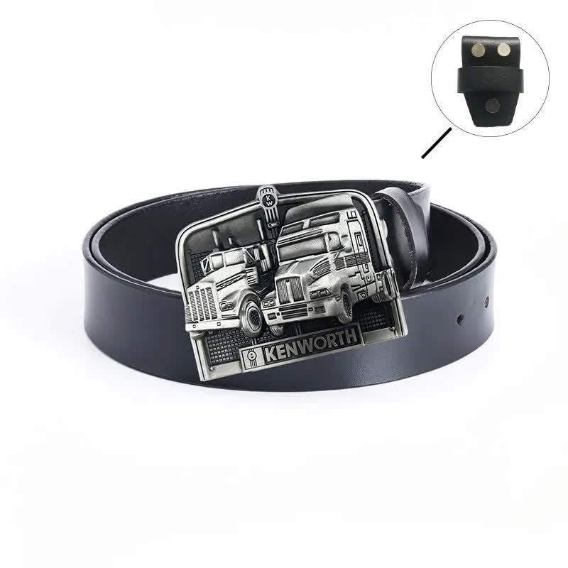 Men's Punk Truck Driver Enamel Buckle Leather Belt