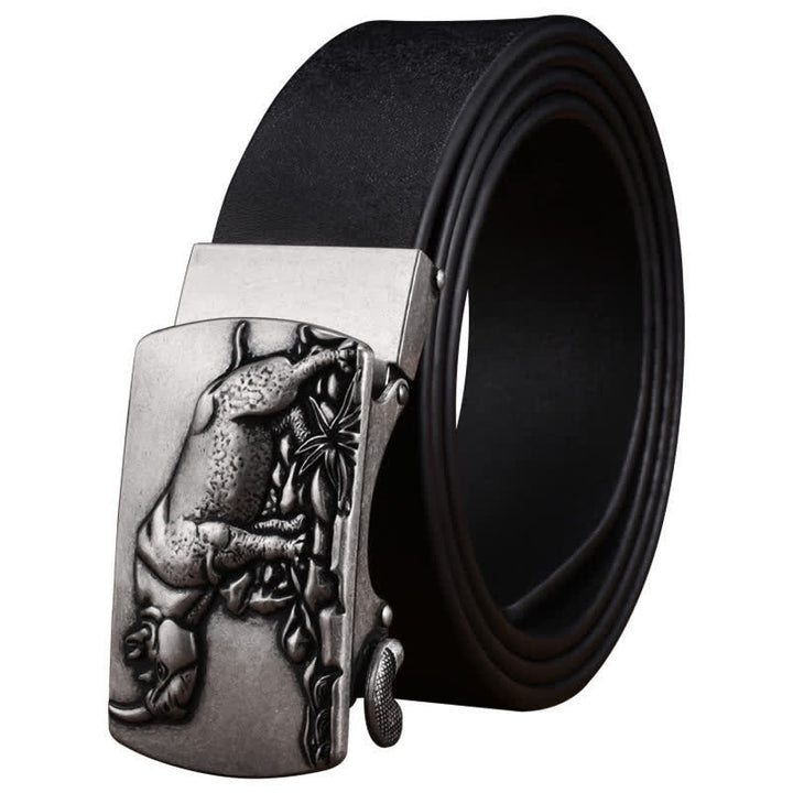 Men's Standing Rhino Business Automatic Buckle Leather Belt