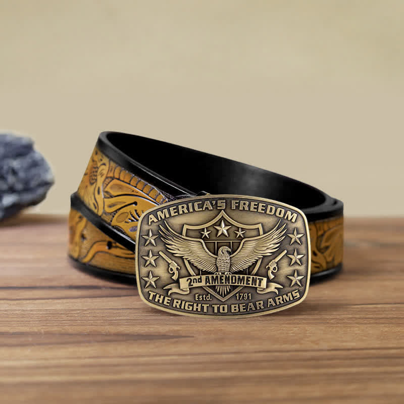 Men's DIY Eagle America's Freedom Buckle Leather Belt