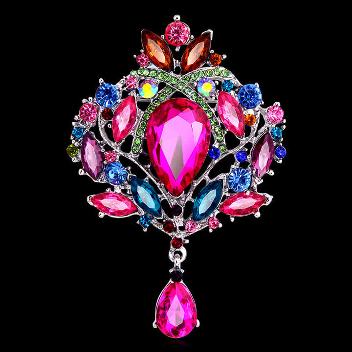 Women's Shiny Floral Bud Waterdrop Brooch