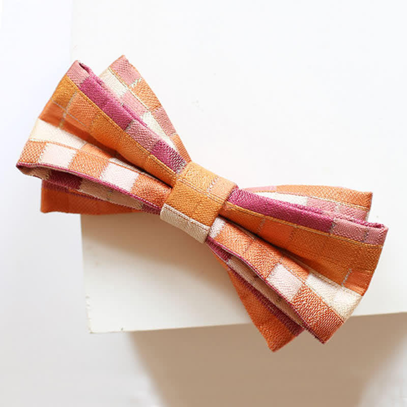 Men's Orange & Pink Sunshine Checker Bow Tie