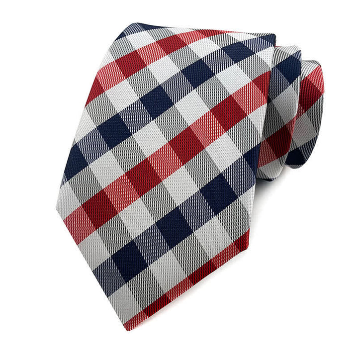 Men's Skinny Tuxedo Suit Plaid Necktie - Red & Black - image 10
