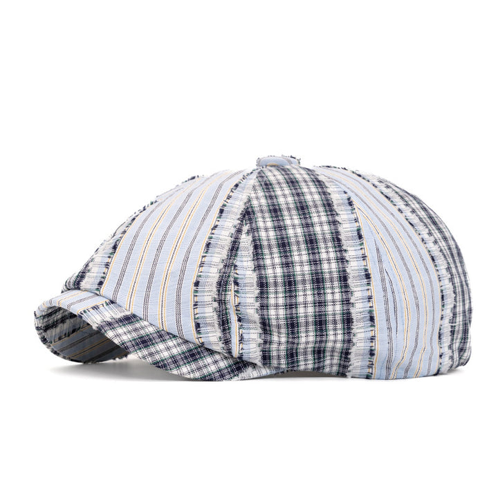 Retro Fashion Color Blocked Beret Suitable For Spring And Summer - White - Adjustable (22 1/2"-24") - image 10